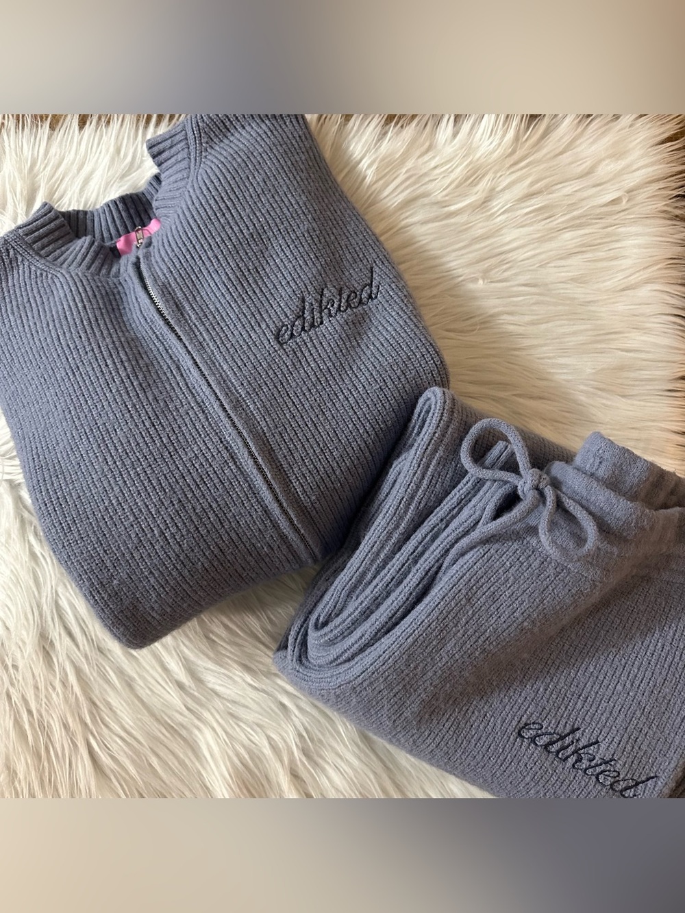 Edikted Kris Ribbed Knit Sweater & Sweatpants Set